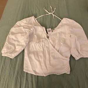 Wrap Top with Puffed Sleeves